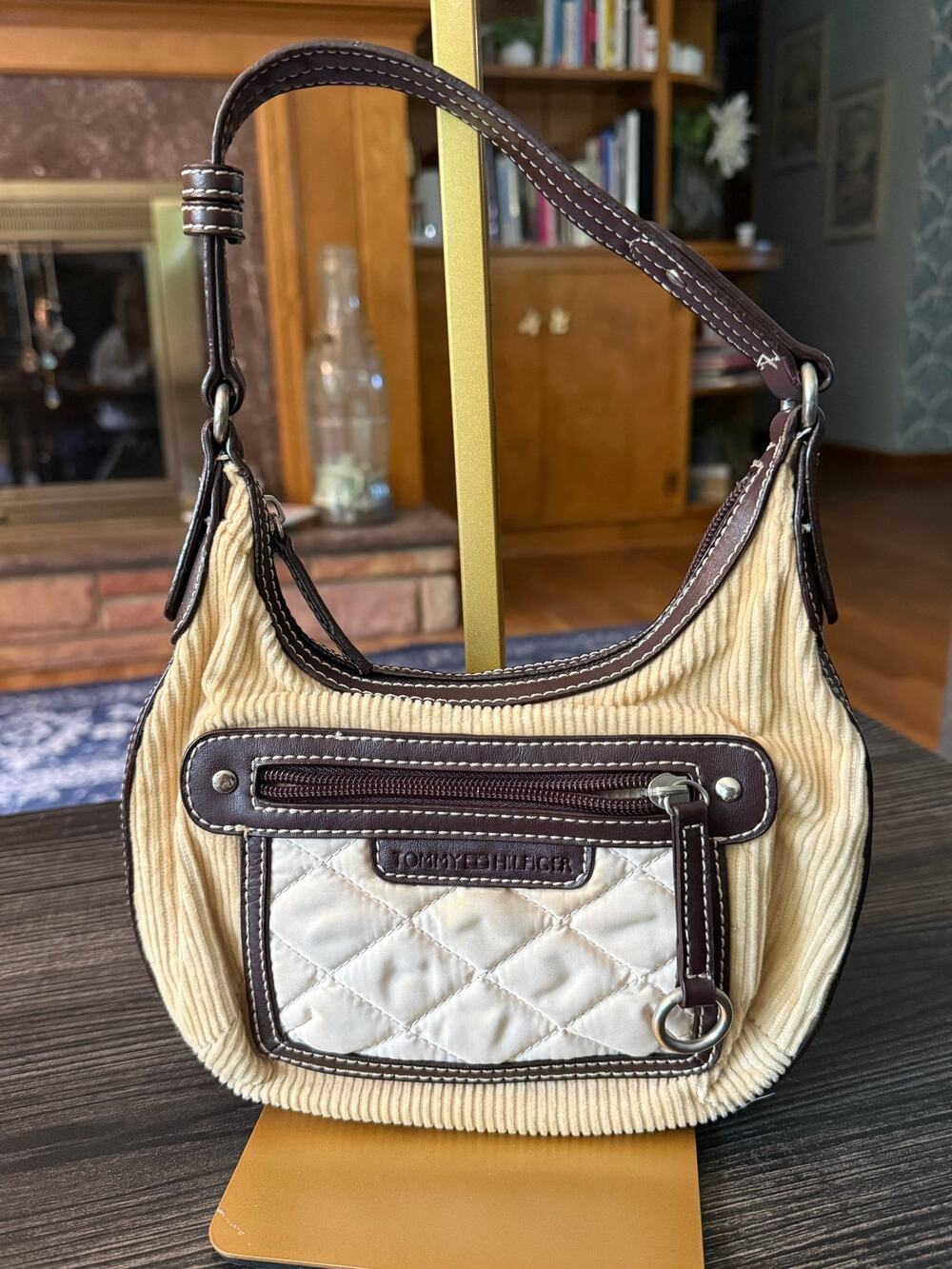 Vintage Tommy Hilfiger Montana Quilted Nylon Corduroy Hobo Shoulder Purse Y2K